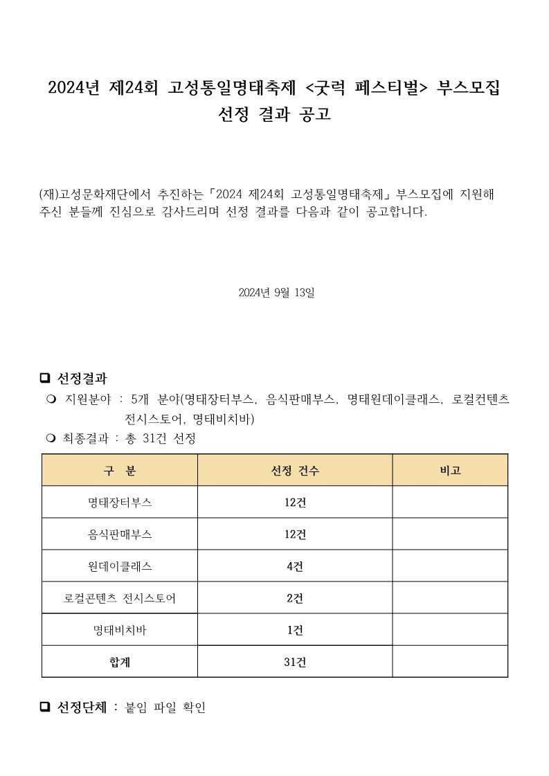 2024 제24회 고성통일명태축제 부스 선정 공고_1.jpg